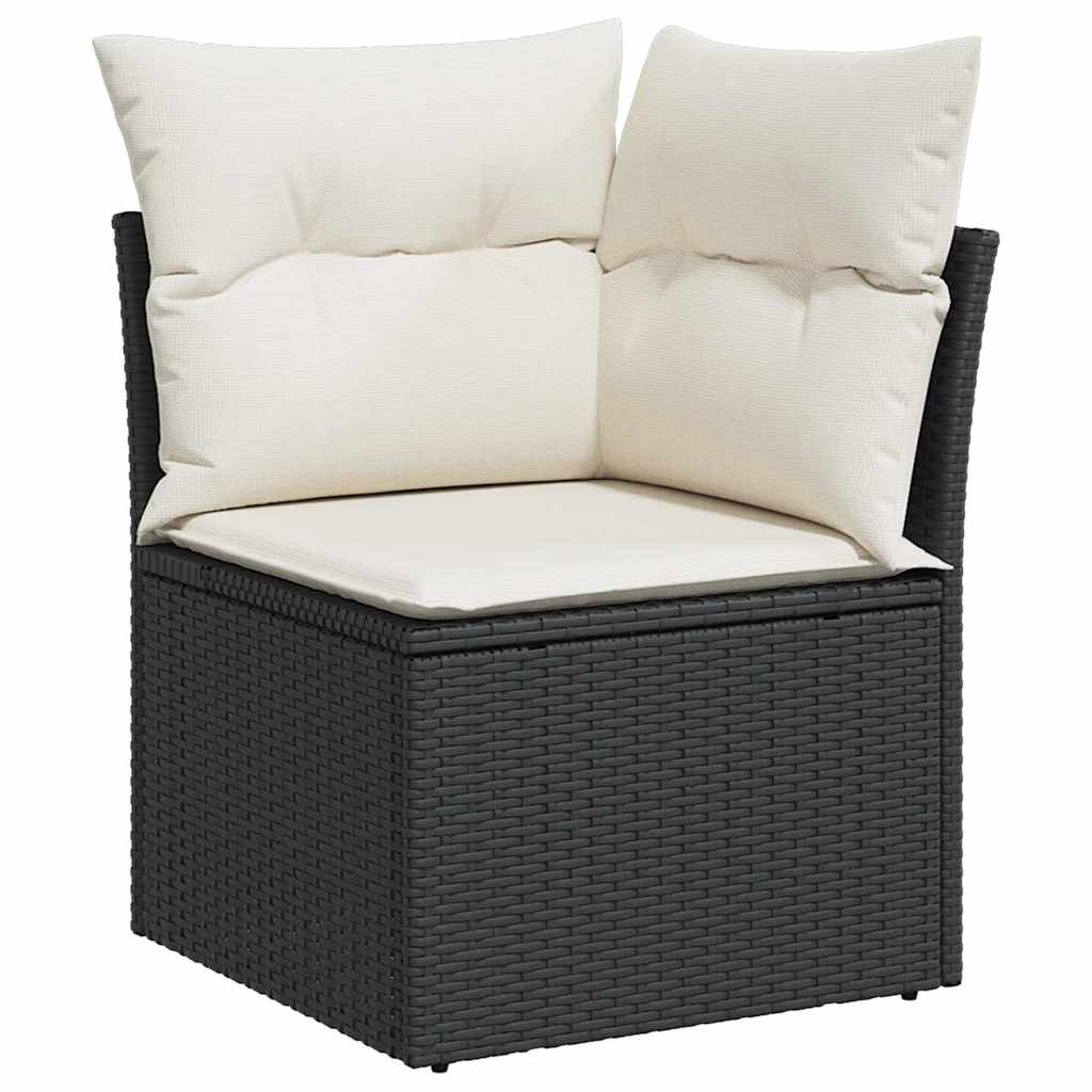 10 dalių sodo sofa rinkinys su pagalvėmis juodo poli ratan ir akacijos - Namų Idėja