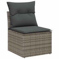 10 dalių sodo sofa rinkinys su pagalvėmis, pilkas poli ratanas, akacija - Namų Idėja