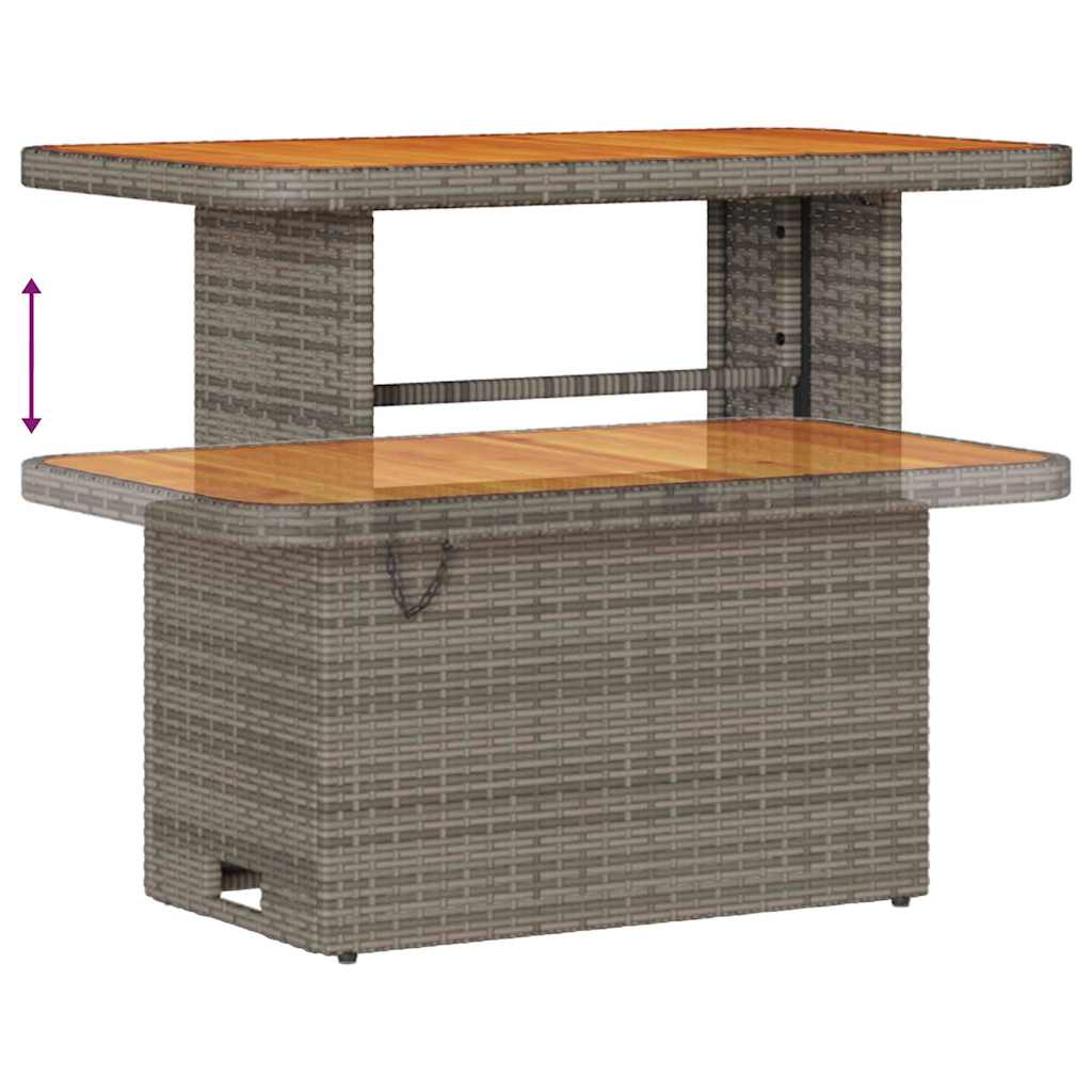 10 dalių sodo sofa rinkinys su pagalvėmis, pilkas poli ratanas, akacija - Namų Idėja