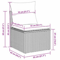 10 dalių sodo sofa rinkinys su pagalvėmis, pilkas poli ratanas, akacija - Namų Idėja