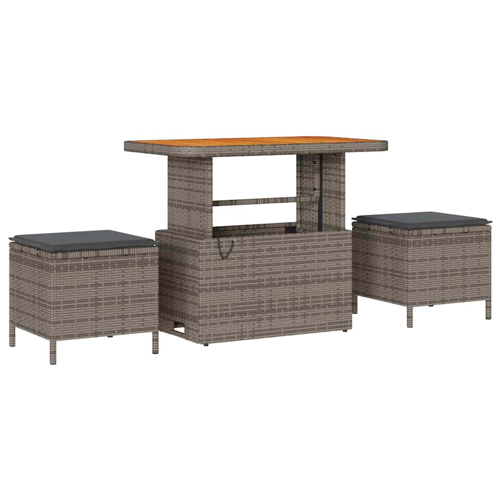 10 dalių sodo sofa rinkinys su pagalvėmis, pilkas poli ratanas, akacija - Namų Idėja