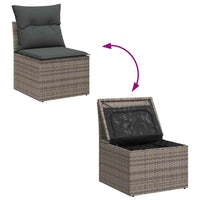 10 dalių Sodo Sofa Rinkinys su Pagalvėmis Pilkas Poli Ratanas Akacijos - Namų Idėja