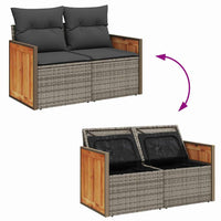 10 dalių Sodo Sofa Rinkinys su Pagalvėmis Pilkas Poli Ratanas Akacijos - Namų Idėja