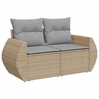 10 dalių sodo sofa rinkinys su pagalvėmis smėlio poli ratanas akacijos - Namų Idėja
