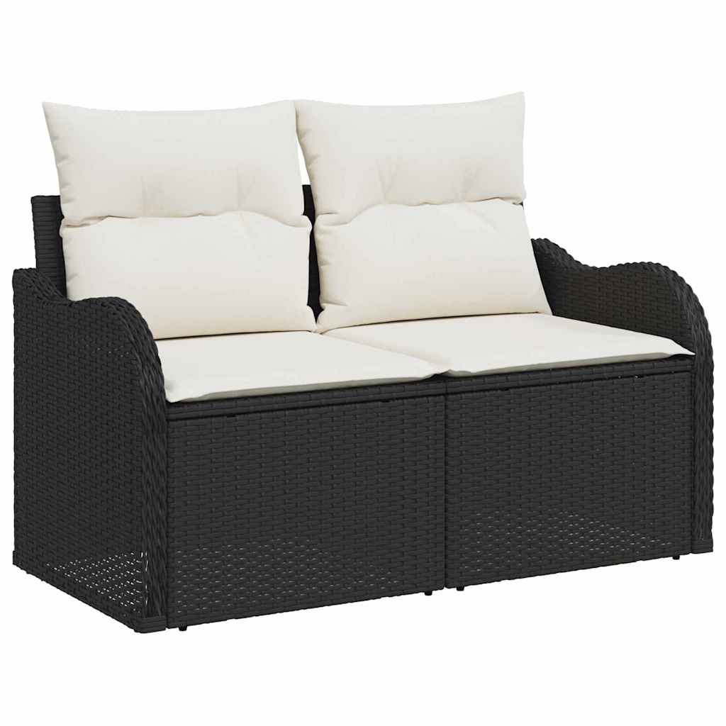 10 dalių sodo sofa su pagalvėlėmis juoda poli ratanas akacijos - Namų Idėja