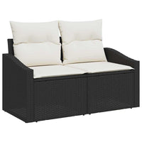 10 dalių sodo sofa su pagalvėlėmis juodas poli ratanas akacijos - Namų Idėja