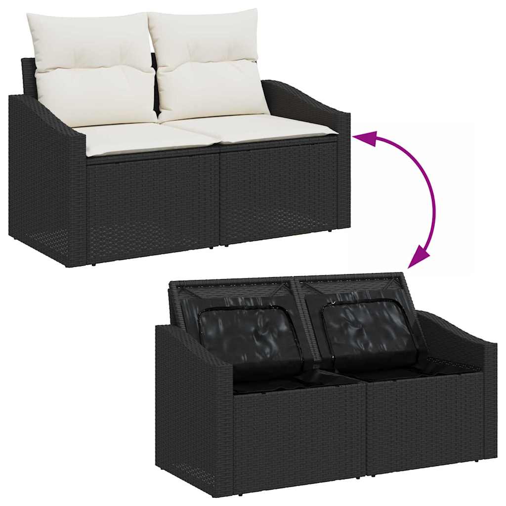 10 dalių sodo sofa su pagalvėlėmis juodas poli ratanas akacijos - Namų Idėja
