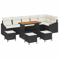 10 dalių sodo sofa su pagalvėlėmis juodas poli ratanas akacijos - Namų Idėja