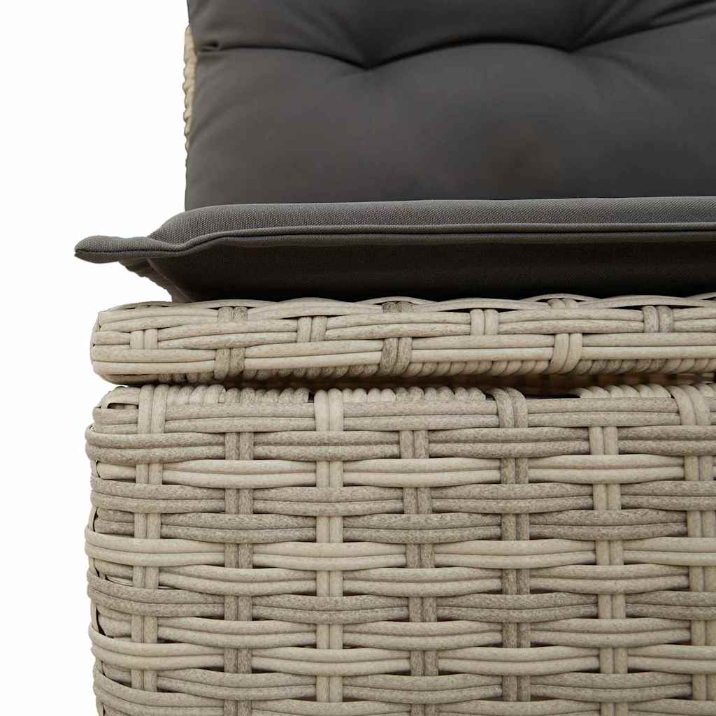 10 dalių sodo sofos komplektas su pagalvėlėmis Šviesiai pilka Poli ratanas - Namų Idėja