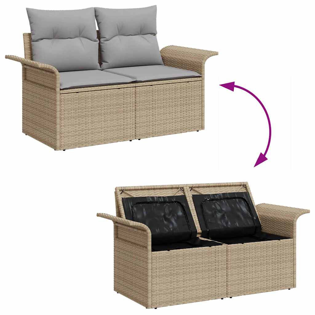 10 dalių sodų sofa rinkinys su pagalvėlėmis smėlio spalvos poliratanas akacija - Namų Idėja