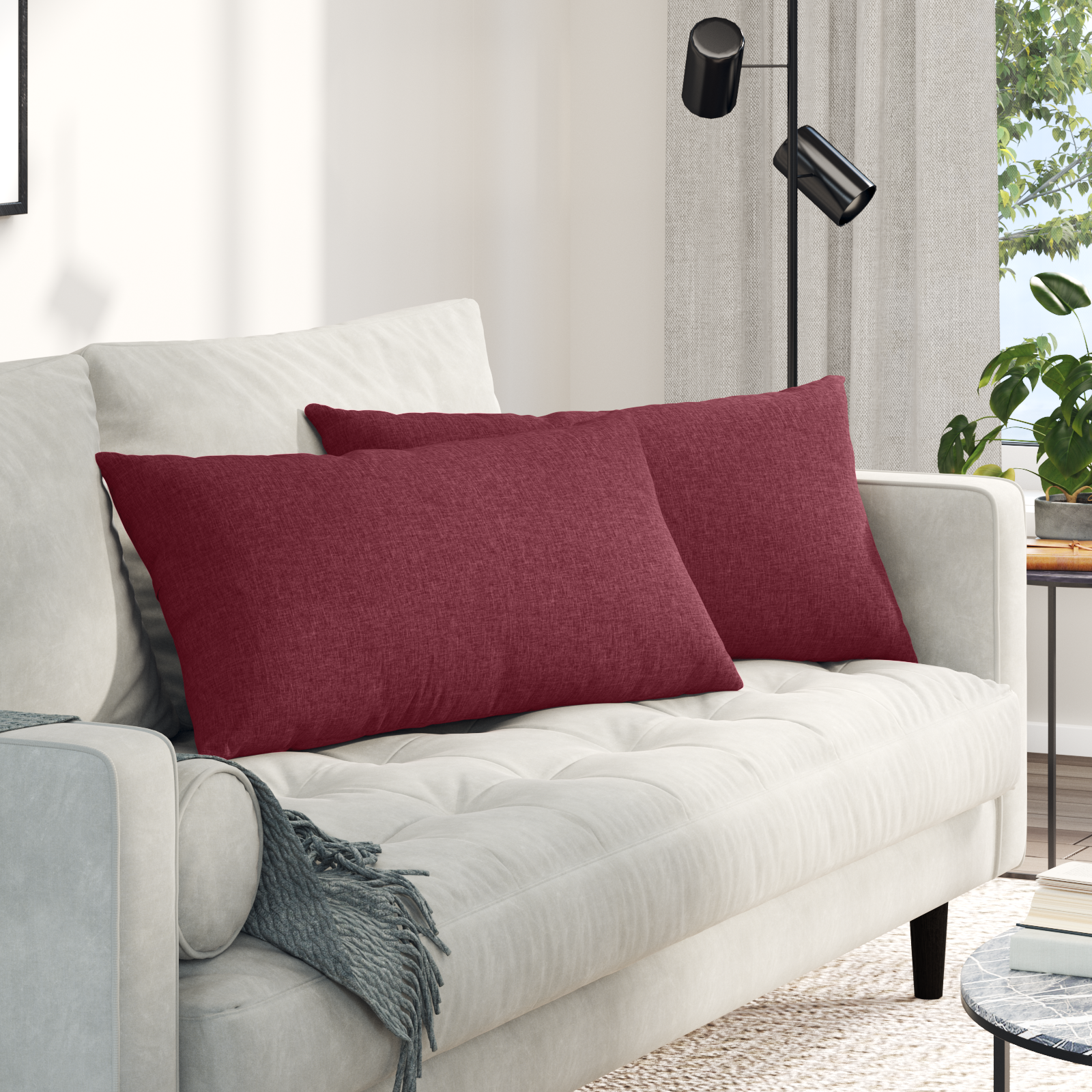 Sofa Pagalvės 2 pcs Vyno raudona 80 x 40 cm audinys