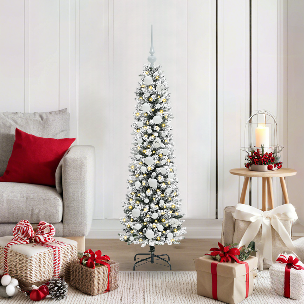 Artificial Christmas Tree EMBER CRYSTAL, with 150 LED stand Green and white 120 cm.