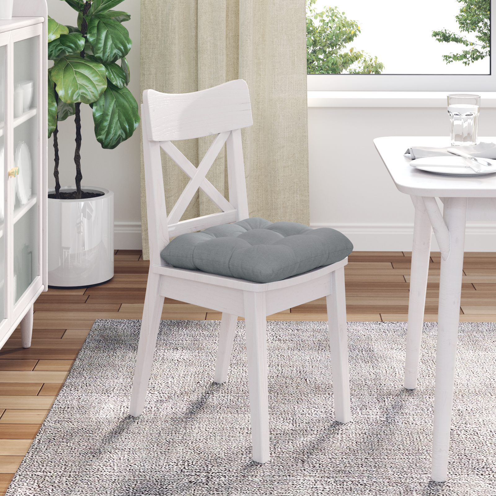 Sėdynių pagalvėlės 4 pcs Šviesiai pilka 45 x 45 x 12 cm audinys