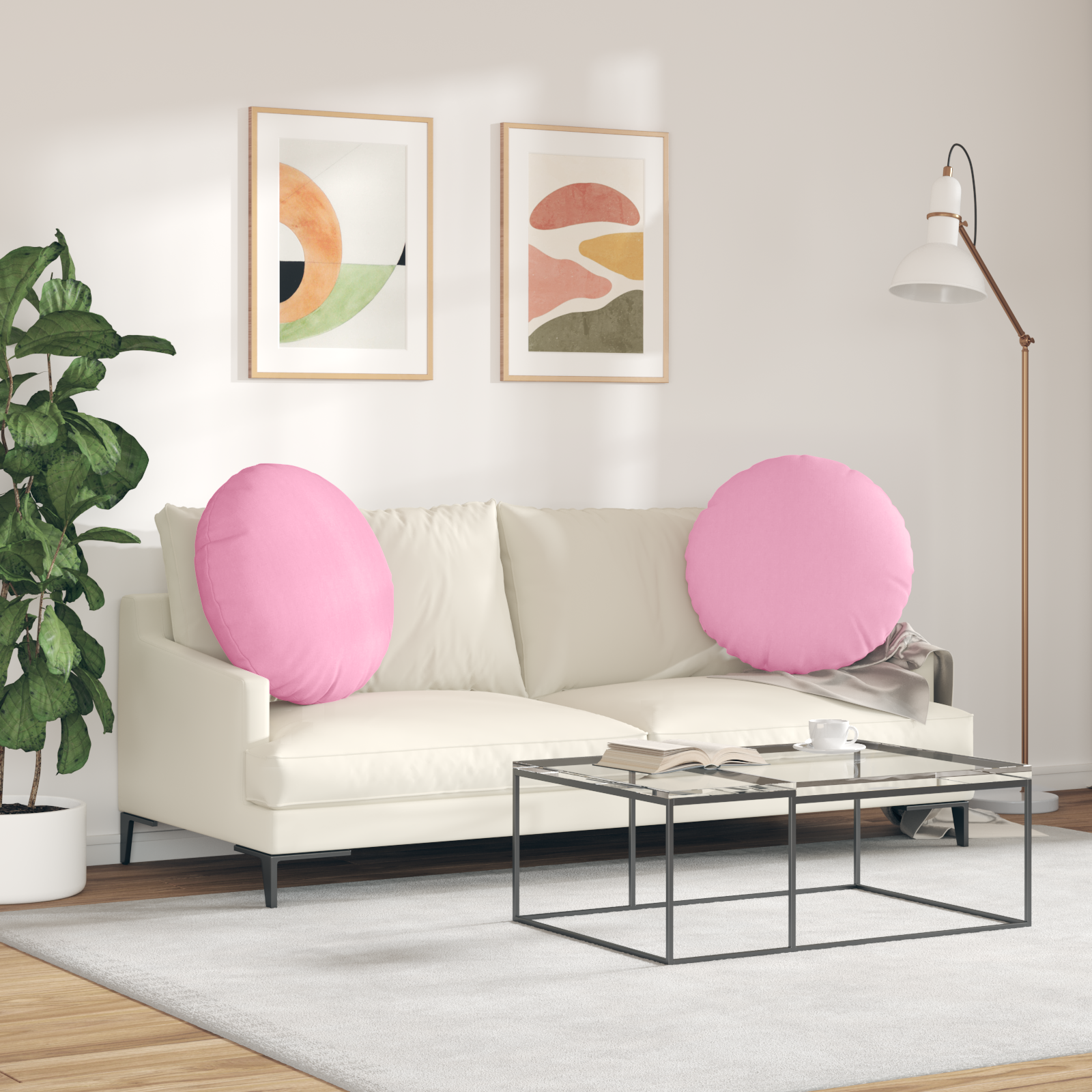 Sėdynių pagalvėlės 2 pcs Rožinė Ø60 x 21 cm audinys