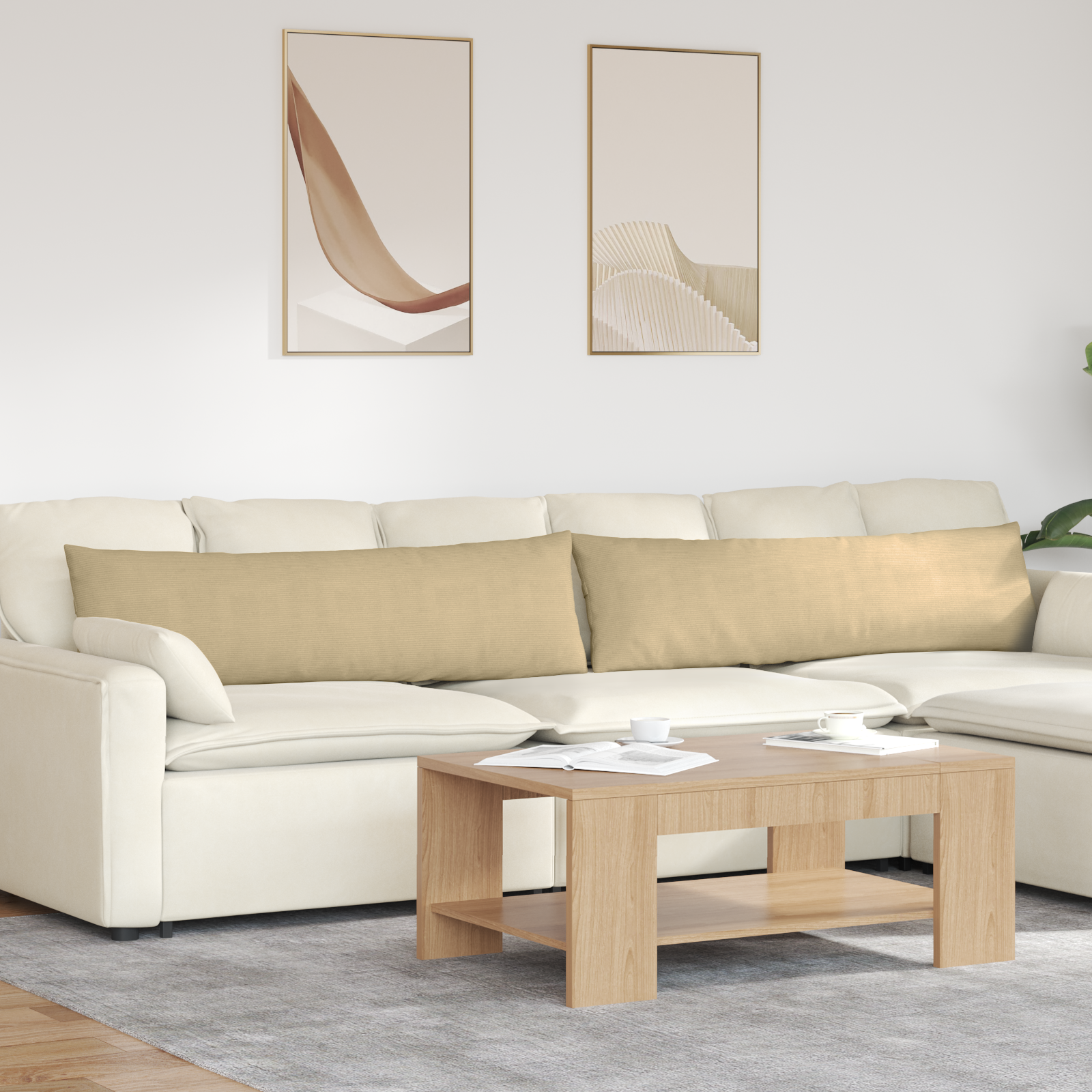 Sofa Pagalvės 2 pcs Pilkai žalia 145 x 40 cm Kordūrinis audinys