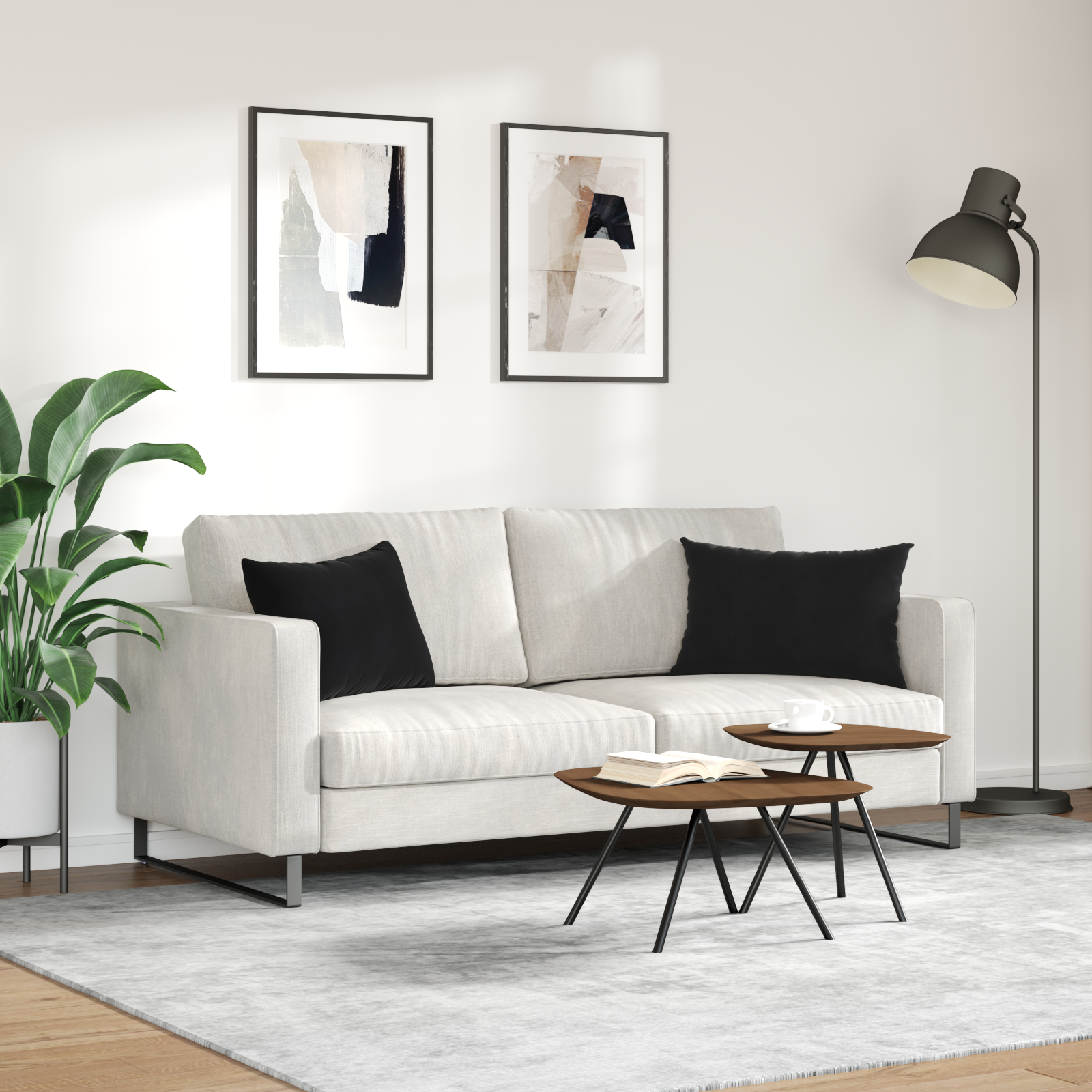Sofa Pagalvės 2 pcs Juoda 60 x 40 cm Kordūrinis audinys