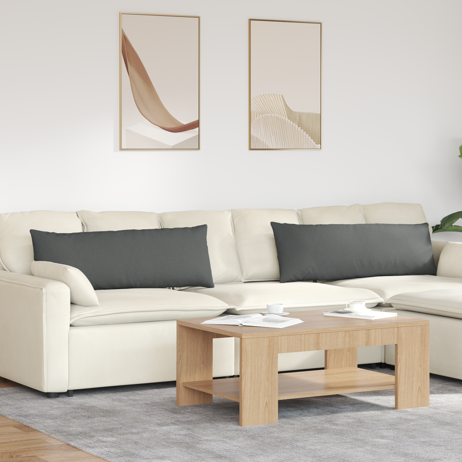 Sofa Pagalvės 2 pcs Tamsiai pilka 120 x 40 cm audinys