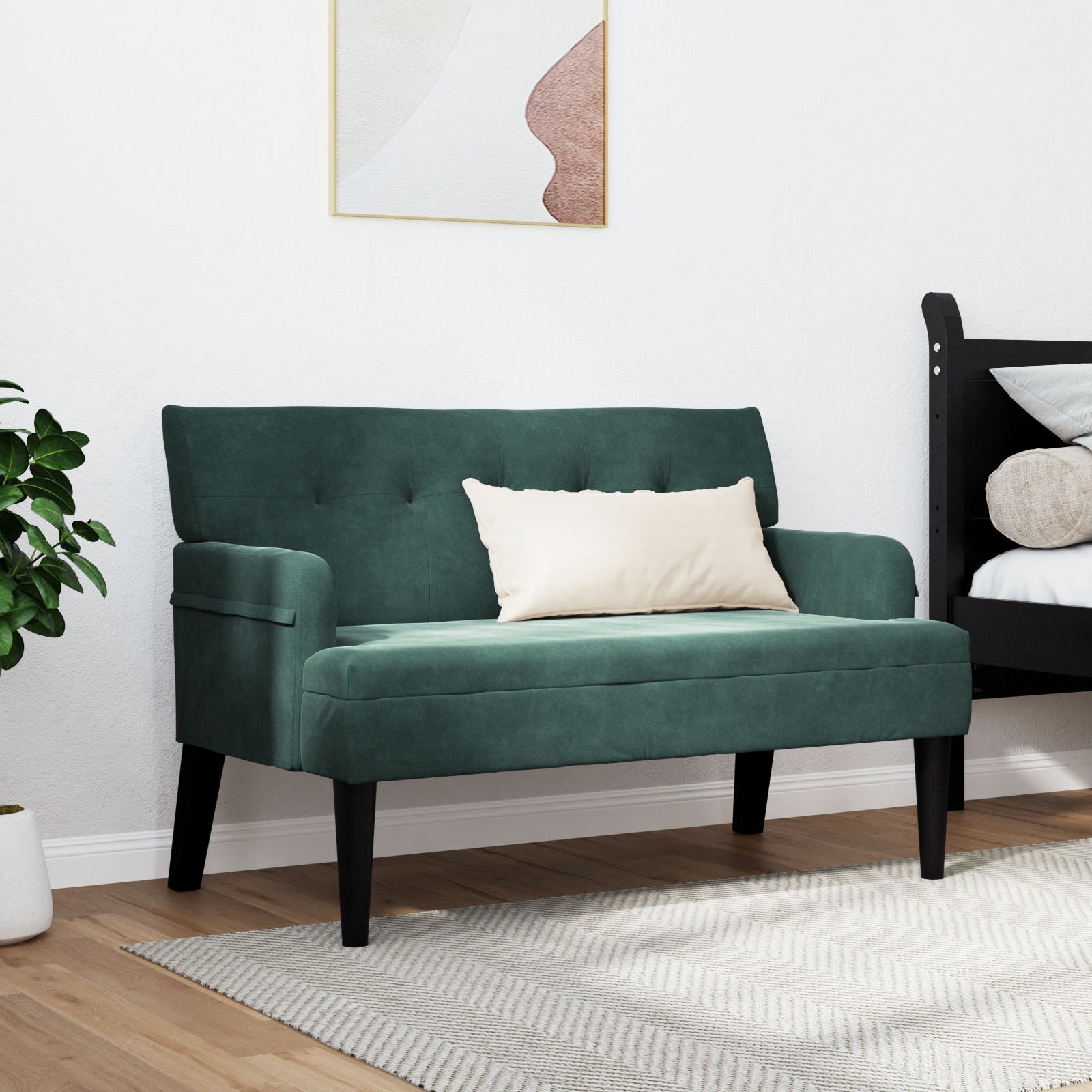 Česterfildo suolas Tamsiai žalia 112 x 65.5 x 75 cm Aksomas