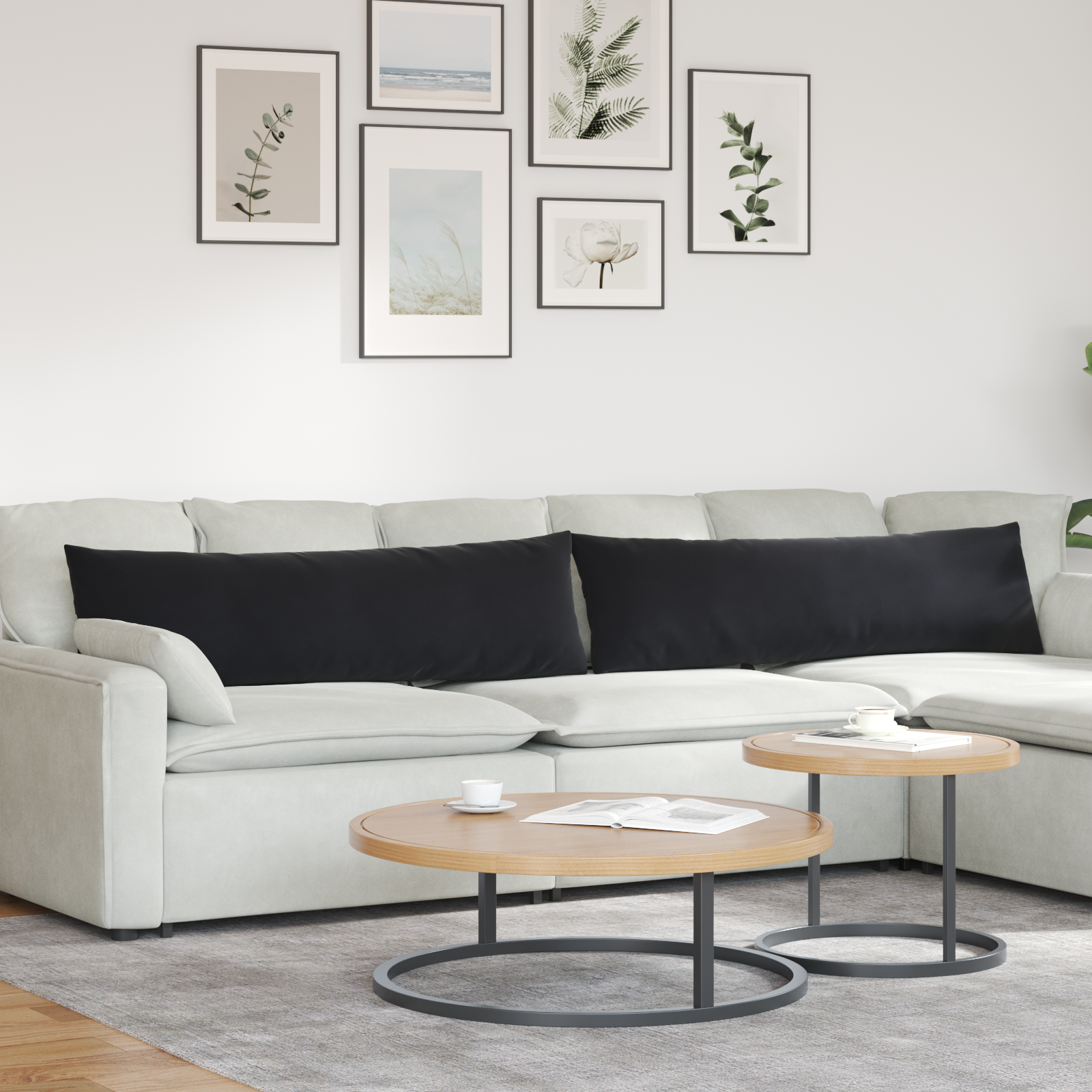 Sofa Pagalvės 2 pcs Juoda 145 x 40 cm Kordūrinis audinys