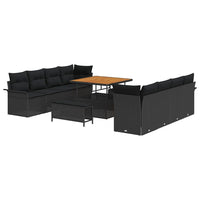 11 dalių sodo sofa komplektas su pagalvėlėmis juoda poli ratanas akacija - Namų Idėja