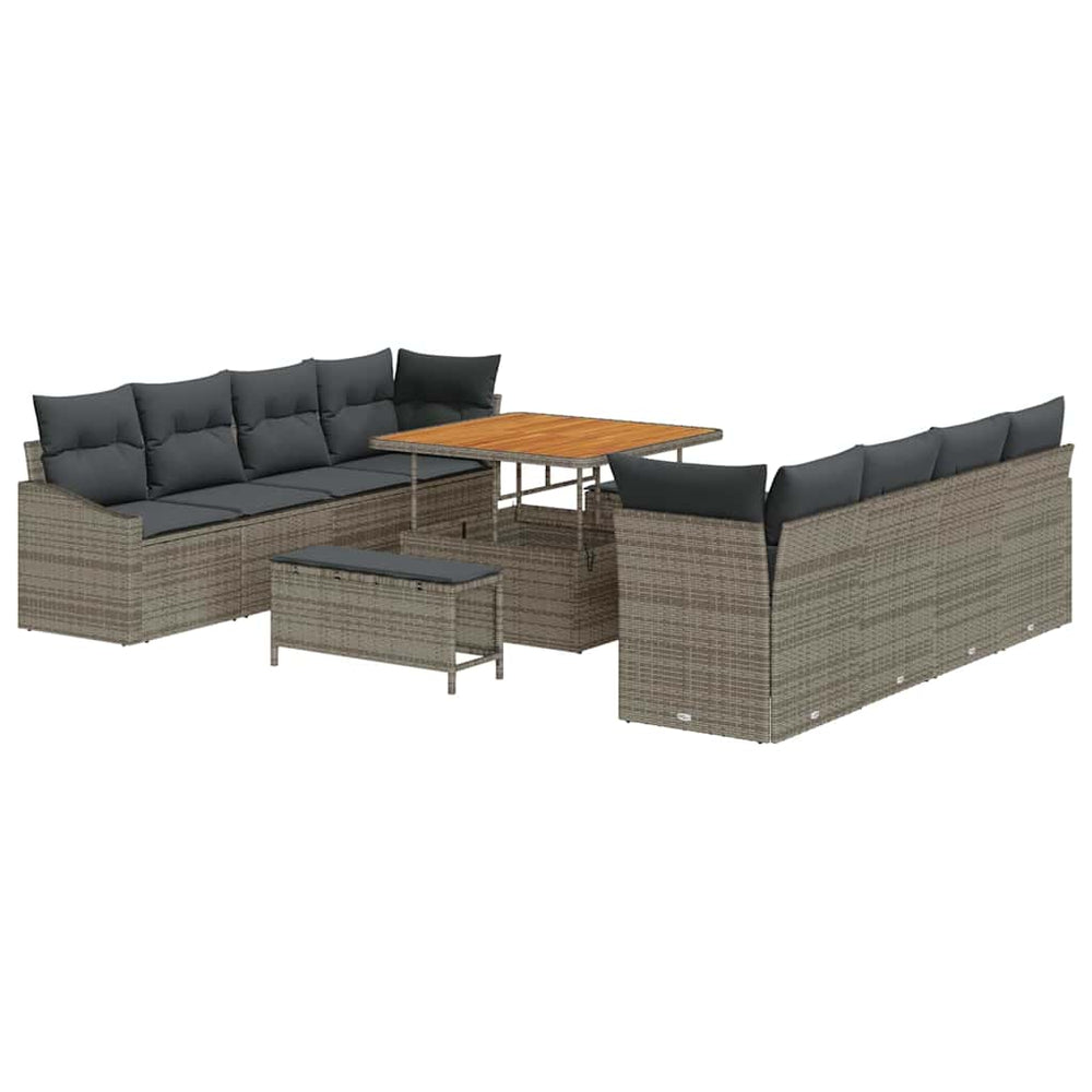 11 dalių sodo sofa komplektas su pagalvėlėmis pilkas poli ratanas akacijos - Namų Idėja