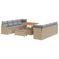 11 dalių sodo sofa komplektas su pagalvėlėmis, smėlio poli ratanas akacijos medžio - Namų Idėja