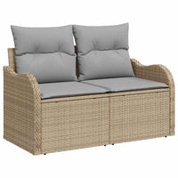 11 dalių sodo sofa komplektas su pagalvėlėmis, smėlio poli ratanas akacijos medžio - Namų Idėja