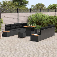 11 dalių sodo sofa komplektas su pagalvėmis juodas poli ratanas akacija - Namų Idėja