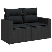 11 dalių sodo sofa komplektas su pagalvėmis Juodas Poliratanas Akacija - Namų Idėja