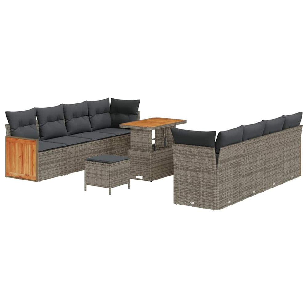 11 dalių sodo sofa komplektas su pagalvėmis pilkas poli ratanas akacijos - Namų Idėja