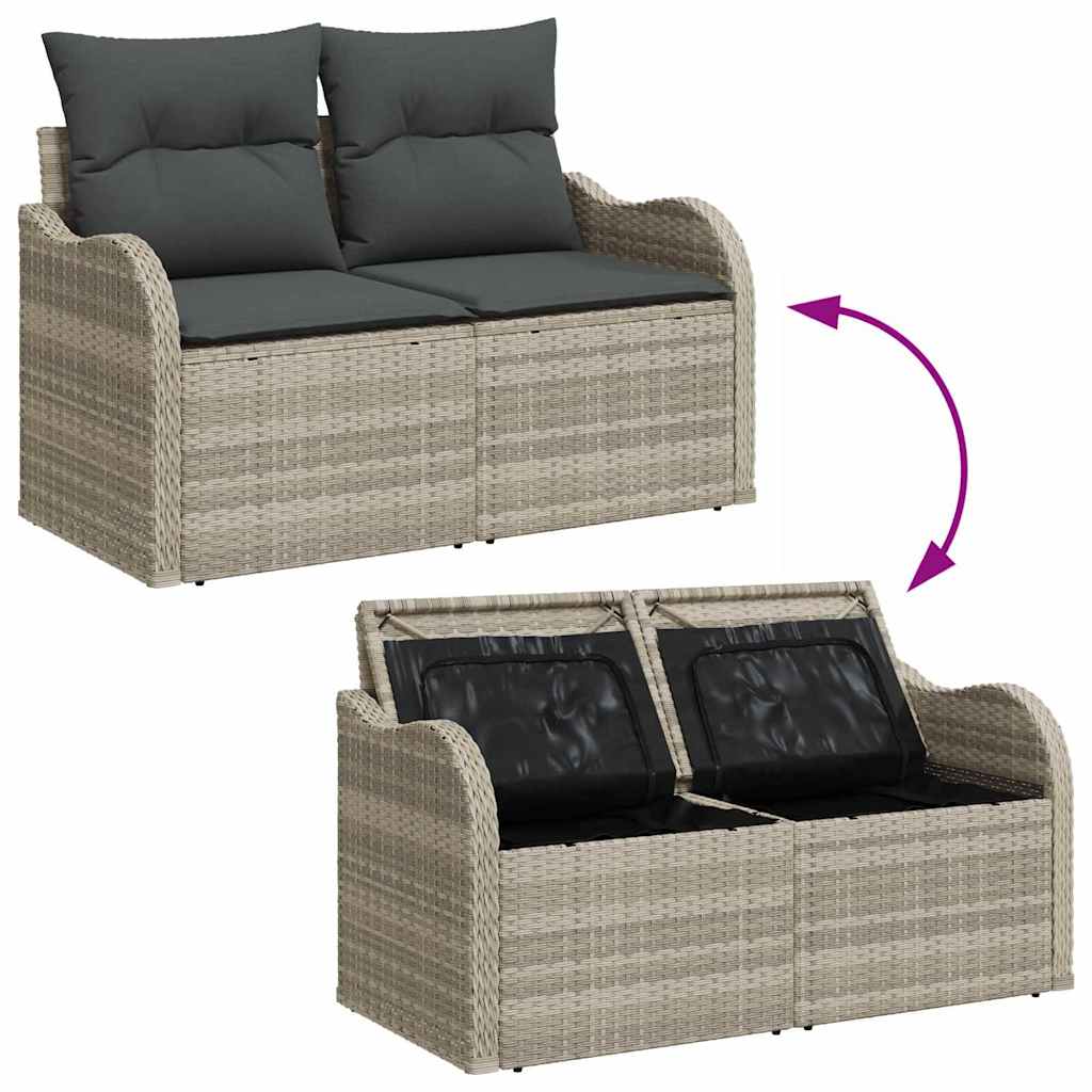 11 dalių sodo sofa komplektas su pagalvėmis šviesiai pilko poli ratanas - Namų Idėja
