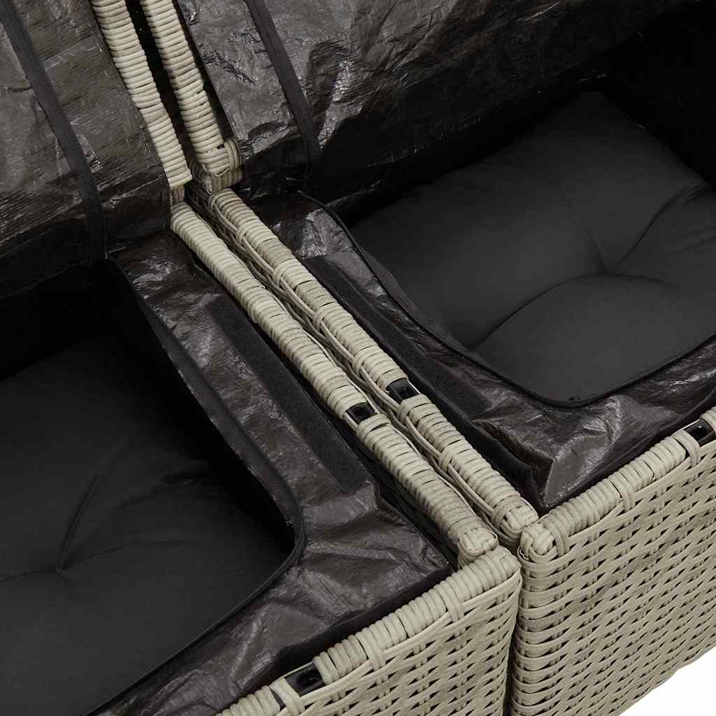 11 dalių sodo sofa komplektas su pagalvėmis šviesiai pilko poli ratanas - Namų Idėja