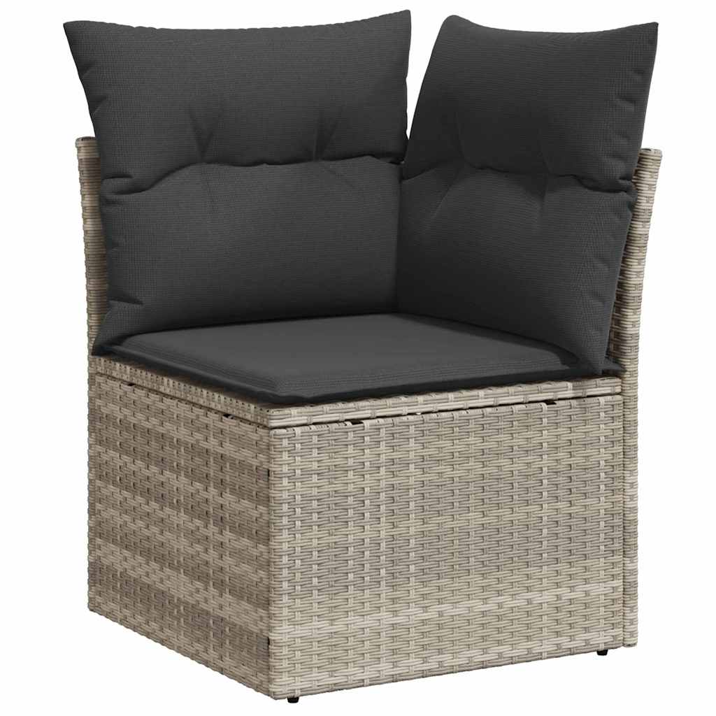 11 dalių sodo sofa komplektas su pagalvėmis šviesiai pilko poli ratanas - Namų Idėja