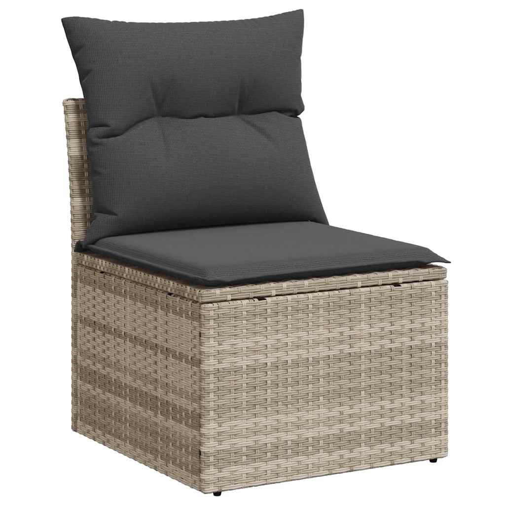 11 dalių sodo sofa komplektas su pagalvėmis šviesiai pilko poli ratanas - Namų Idėja