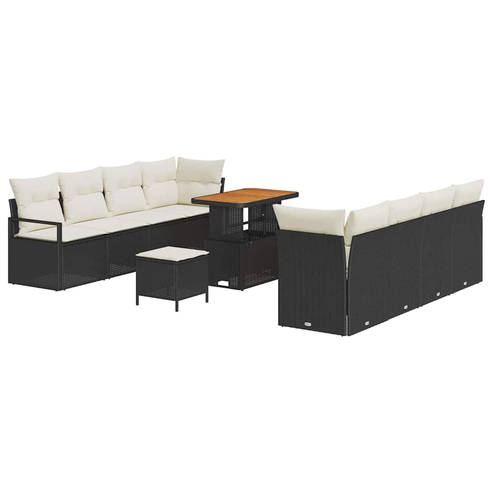 11 dalių Sodo Sofa Rinkinys Su Pagalvėlėmis Juoda Poli Ratanas Aguona - Namų Idėja