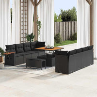 11 dalių sodo sofa rinkinys su pagalvėlėmis juoda poli ratanas akacija - Namų Idėja