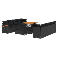 11 dalių sodo sofa rinkinys su pagalvėlėmis juoda poli ratanas akacija - Namų Idėja