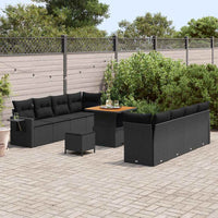 11 dalių sodo sofa rinkinys su pagalvėlėmis juoda poli ratanas akacija - Namų Idėja