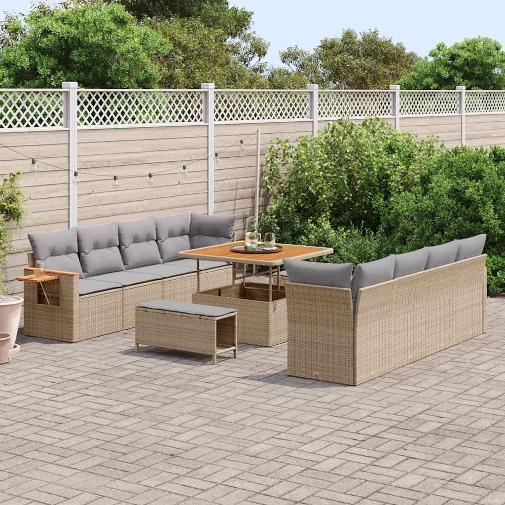 11 dalių sodo sofa rinkinys su pagalvėlėmis Kremiška Poli Ratanas Akacija - Namų Idėja