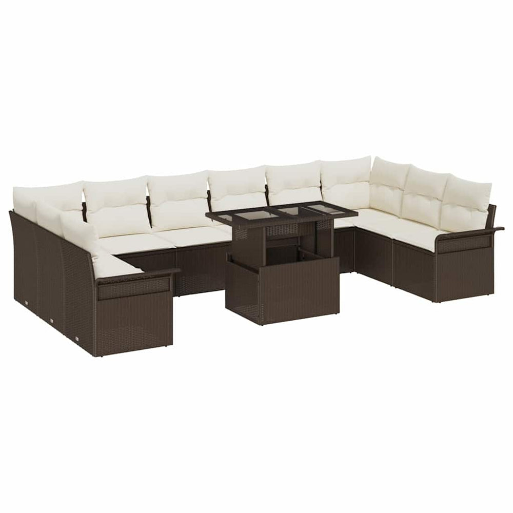 11 dalių sodo sofa rinkinys su pagalvėlėmis ruda poli ratanas - Namų Idėja