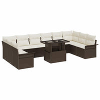 11 dalių sodo sofa rinkinys su pagalvėlėmis ruda poli ratanas - Namų Idėja