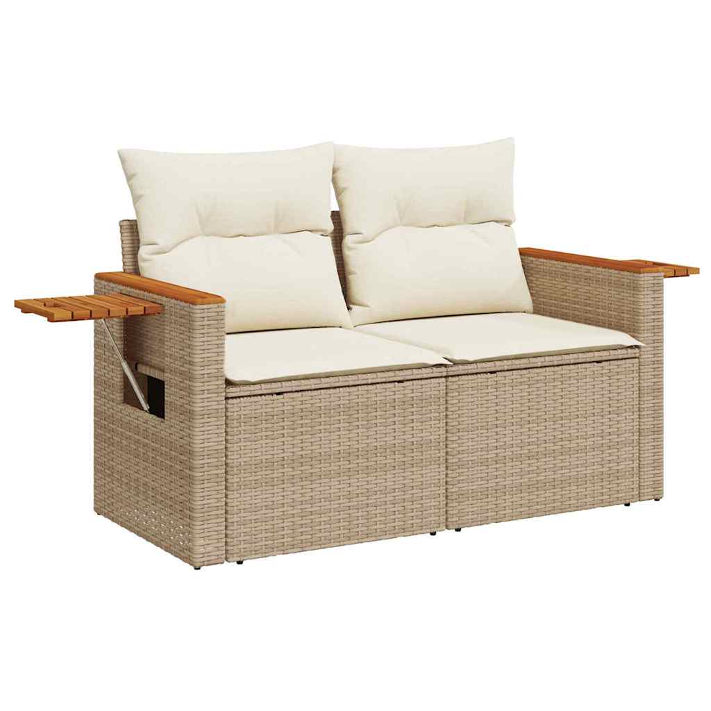 11 dalių sodo sofa rinkinys su pagalvėlėmis smėlio poliratanas akacijos - Namų Idėja