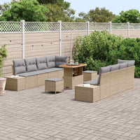 11 dalių sodo sofa rinkinys su pagalvėlėmis smėlio spalvos poli ratanas - Namų Idėja