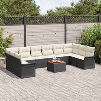 11 dalių Sodo Sofa Rinkinys su pagalvėmis juodos poli ratanas akacijos - Namų Idėja