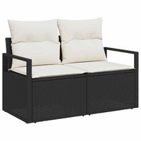 11 dalių Sodo Sofa su Pagalvėlėmis Juodas Poli Ratanas Akacija - Namų Idėja