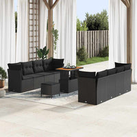11 dalių sodo sofa su pagalvėlėmis juodas poli ratanas akacijos - Namų Idėja