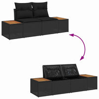 11 dalių sodo sofa su pagalvėmis juodas poli ratanas akacija - Namų Idėja
