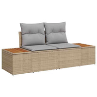 11 dalių sodo sofa su pagalvėmis Šviesiai smėlio Poli ratanas Akacija - Namų Idėja