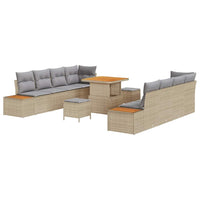 11 dalių sodo sofa su pagalvėmis Šviesiai smėlio Poli ratanas Akacija - Namų Idėja