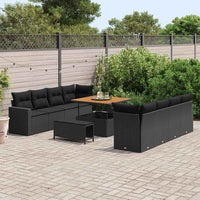 11 dalių sodų sofa rinkinys su pagalvėmis juodas poli ratanas akacija - Namų Idėja